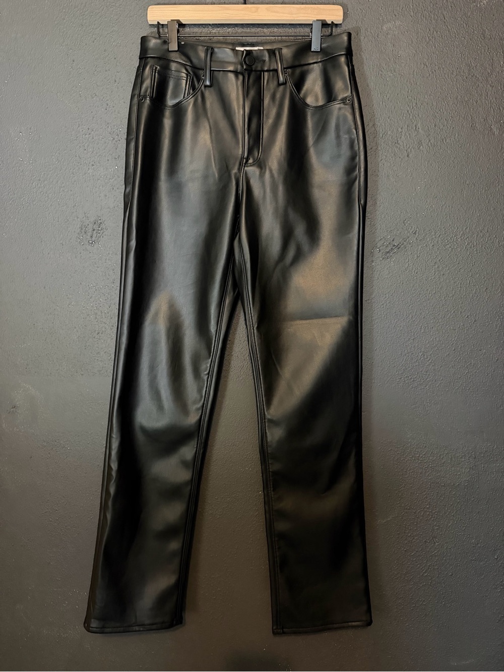 Good American Black Faux Leather pants